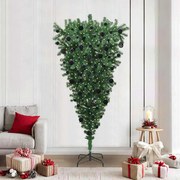 vidaXL Árvore de Natal Artificial Pré-iluminada de Cabeça para Baixo com Conjunto de Bolas