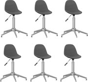 Cadeiras de jantar giratórias 6 pcs tecido cinzento-escuro