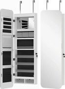 HOMCOM Espelho Porta-Joias de Parede e para Porta com Espelho Interno Iluminado e Fechadura, 37x10x120 cm | Aosom Portugal