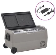 vidaXL Mala térmica c/ rodas e adaptador 36 L PP e PE preto/cinzento