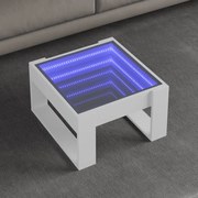 vidaXL Mesa de centro luzes LED Infinity 50x53x30 cm branco