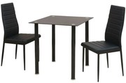 VidaXL Conjunto mesa de jantar e cadeiras 3 pcs preto