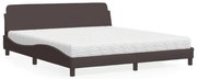 vidaXL Cama com colchão Dover 180x200 cm tecido castanho-escuro