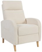 HOMCOM Poltrona Relax Reclinável Manual Estofada em Linho Sintético com Apoio para os Pés e Bolso Lateral 68x90x106 cm Creme | Aosom Portugal