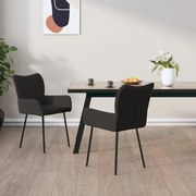 vidaXL Cadeiras de jantar 2 pcs tecido preto
