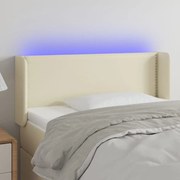 Cabeceira de cama c/ LED 93x16x78/88 cm couro artificial crème