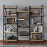 Estante "Noce Nero" - Nogueira e Preto - 176x172x30cm - Design Moderno