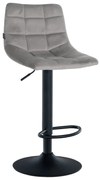 Banco de bar Jerry em veludo com estrutura preta 87-108,5 x 43 x 46,5 cm Cinzento