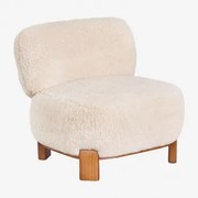 Cadeira Em Madeira De Borracha Estofada Eldred Chenille Creme Bege - Sklum