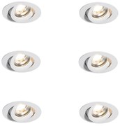 Set van 6 moderne inbouwspots wit 8,2cm incl. LED IP54 ultra slim - Pupil Moderno