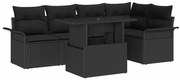 vidaXL Conjunto de Sofá de Jardim 6 Peças com Almofadas Pretas em Rattan