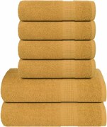 vidaXL 6pcs Conjunto de toalhas FROGN 360 g/m² dourado