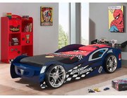 Conjunto Cama de Criança Carro GRAND TURISMO + Estante Infantil Azul / Vermelho