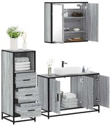 vidaXL 3 pcs Conjunto móveis casa de banho madeira proc. cinza sonoma