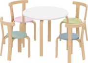 AIYAPLAY Conjunto de mesa e cadeiras infantil 5 peças, madeira maciça leve, colorido | Aosom Portugal