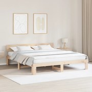 vidaXL Estrado de Cama com Cabeceira 200x200 cm Madeira de Pinho Maciça