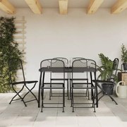 vidaXL 7 pcs conjunto de jantar para jardim rede de metal antracite