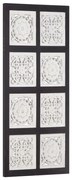 vidaXL Painel de parede esculpido à mão MDF 40x80x1,5 cm preto/branco