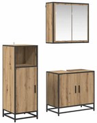 vidaXL Conjunto de Móveis para Banheiro 3 pcs Carvalho Artesanal