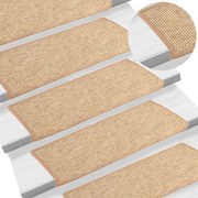vidaXL Tapetes de escada autoadesivos 15 pcs 65x21x4 cm castanho-claro