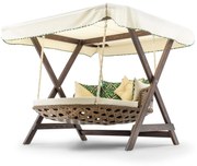 Baloiço Duplo de Jardim Dominic – Madeira de Pinho – Tecido Impermeáve