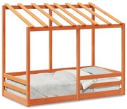 Cama infantil com telhado 70x140 cm pinho maciço castanho-mel