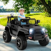 Carro elétrico para crianças com bateria de 12 V Controlo remoto Assento com mola Suspensão USB e porta auxiliar Preto