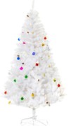 HOMCOM Árvore de Natal Artificial 180cm com 930 Ramos de PVC 48 Decorações Incluidas Decoração de Natal Ø105x180cm Branco