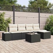 vidaXL Conjunto de Sofá de Jardim com 6 Peças e Almofadas Marrom em Rattan Sintético.