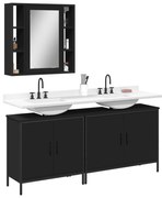 3 pcs conjunto móveis casa de banho derivados de madeira preto