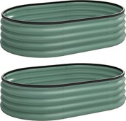 Outsunny Conjunto de 2 canteiros de jardim, 135 x 90 x 30 cm, jardineira em aço galvanizado com bordas em borracha, verde | Aosom Portugal