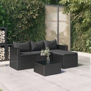 vidaXL Conjunto lounge de jardim vime PE preto
