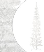 vidaXL Meia árvore de Natal fina com suporte 210 cm branco