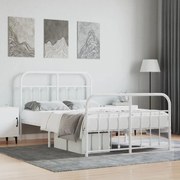 Estrutura de cama com cabeceira e pés 120x200 cm metal branco