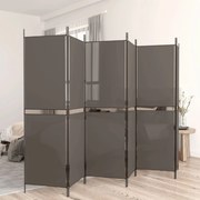vidaXL Divisória/biombo com 6 painéis 300x220 cm tecido antracite