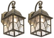Conjunto de 2 candeeiros de parede para exterior românticos bronze - London