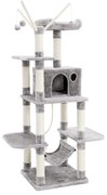 FEANDREA Cat Tree, Condomínio para gatos com rede, poleiro, torre para gatos, cinza claro PCT86W