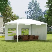 Tenda de Jardim 395x295x255 cm  Tenda de Exterior com 2 Paredes Laterais 2 Janelas Anti-UV para Pátio Varanda Branco