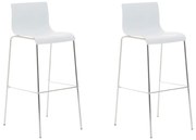 Conjunto de 2 bancos de bar Hoover em plástico e com estrutura cromada 43 x 100 x 48 cm Branco
