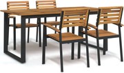 vidaXL Conj. jantar p/ jardim 5 pcs madeira de acácia maciça e metal
