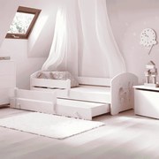 Cama infantil  dupla branca Luk 160x80 desenho princesa e unicórnio - colchão e estrado incluído