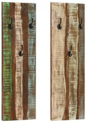 vidaXL Bengaleiros parede 2 pcs 36x3x110 cm madeira recuperada maciça