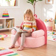 Sofá infantil com enchimento de espuma, capa de felpa removível e lavável, base antiderrapante, alça de transporte e encosto com padrão arco-íris – a