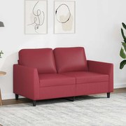 vidaXL Sofá de 2 lugares 120 cm couro artificial vermelho tinto