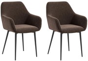 HOMCOM Conjunto 2 Cadeiras de Jantar Nórdicas Estofadas com Braços Curvos em Tecido com Efeito de Veludo 54x57x80 cm Marrom | Aosom Portugal