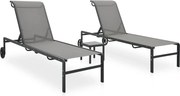 vidaXL Espreguiçadeiras com mesa 2 pcs textilene e aço