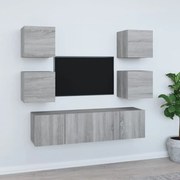 vidaXL Conjunto móveis de TV 6 pcs madeira processada sonoma cinza