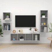 vidaXL 4 pcs conjunto de móveis de TV contraplacado cinzento cimento