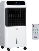 HOMCOM Climatizador Humidificador Refrigerador Ar Rodas 12L Temporizador 12h Ecrã LED Tátil 38x35x81cm Branco | Aosom Portugal
