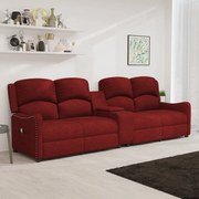 vidaXL Poltrona massagem 4 lug. reclinável + suporte copo tecido tinto